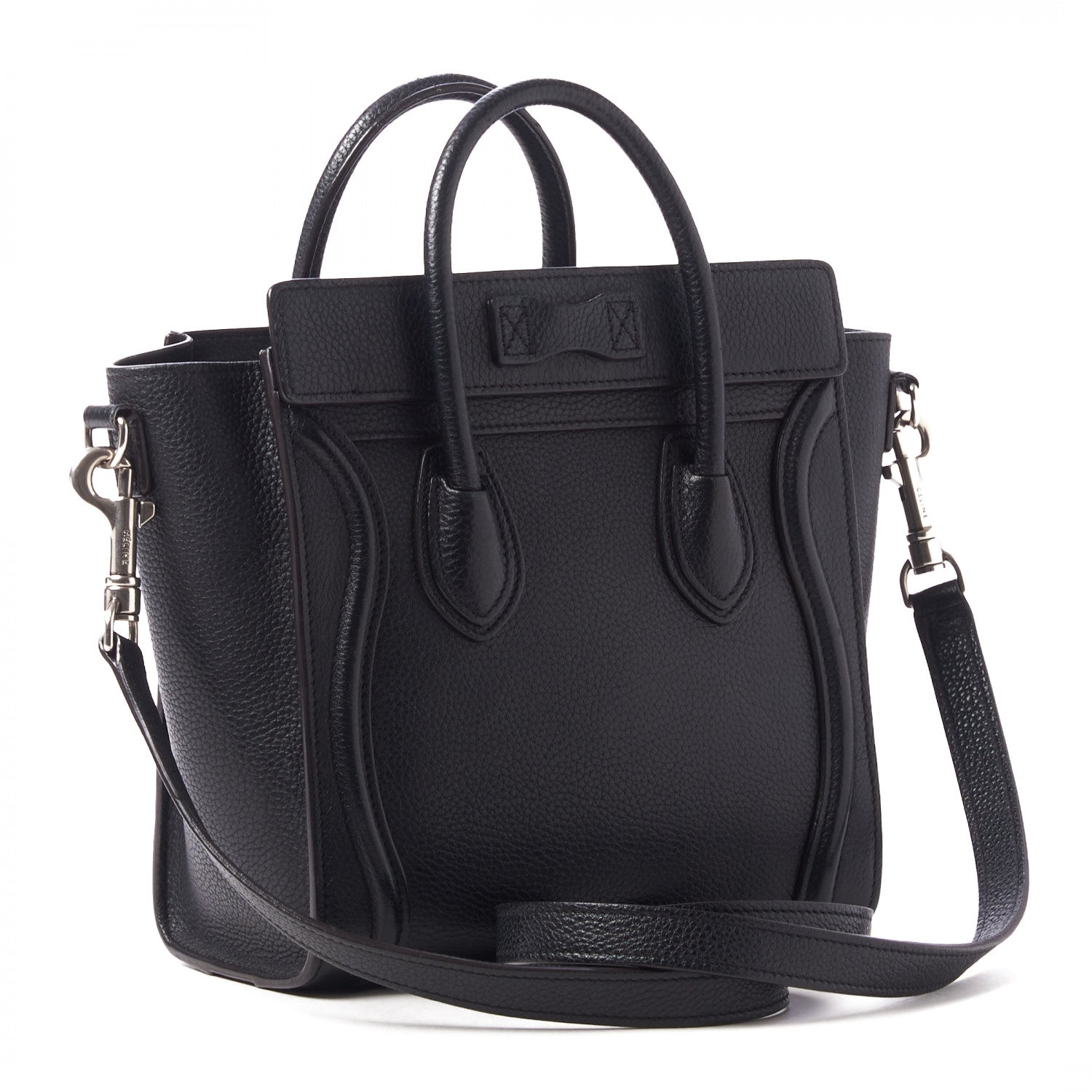 Celine Drummed Calfskin Nano Luggage Black 3 of 9