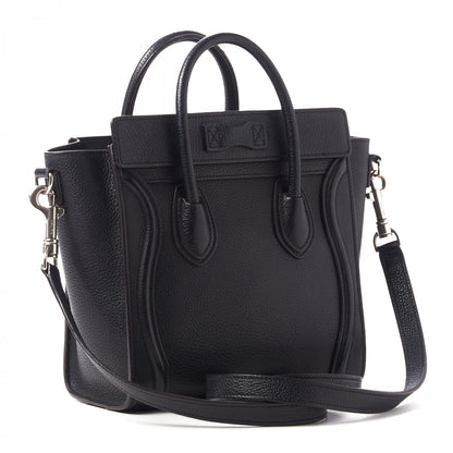 Celine Drummed Calfskin Nano Luggage Black 3 of 9