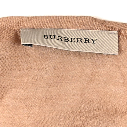 Burberry Modal Silk Cashmere Mega Check Lightweight Scarf Camel 3 of 4