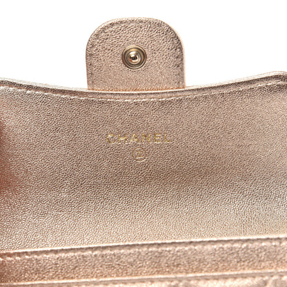 Chanel Metallic Lambskin Quilted Flap Card Holder Wallet Gold 6 of 11