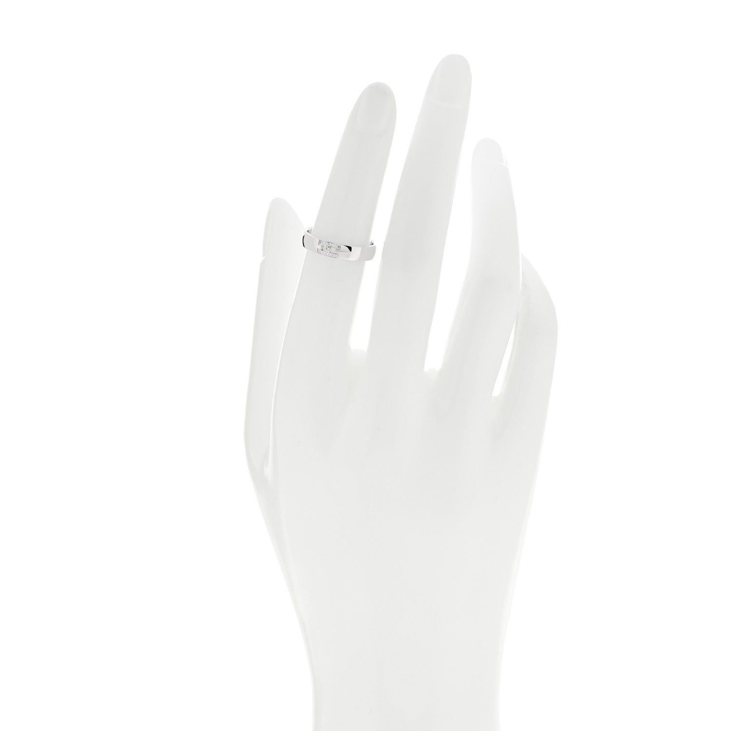 Hermes 18K White Gold Diamond Ever Herakles Wedding Band Ring 50 5.25 2 of 4