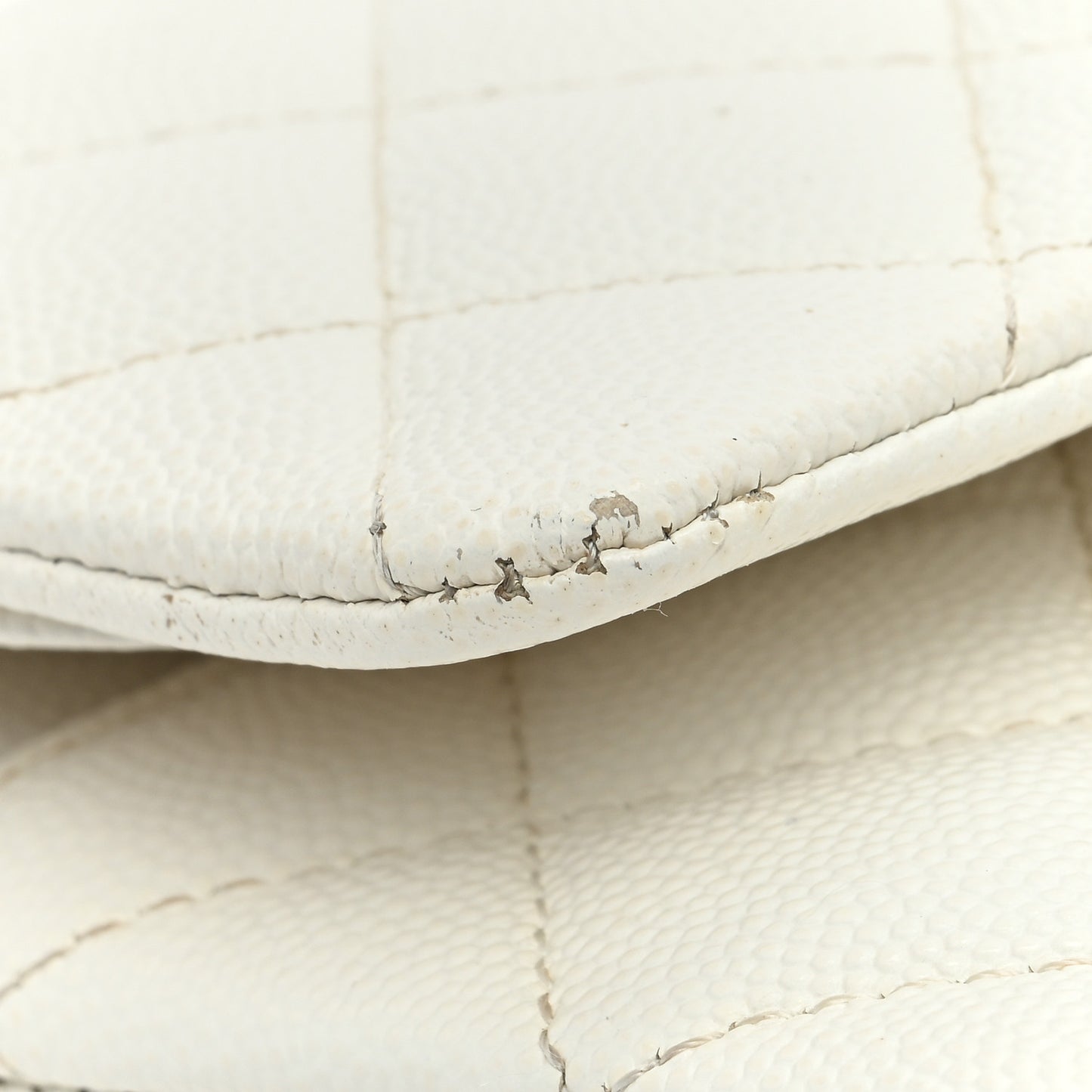 Caviar Quilted Medium Double Flap White