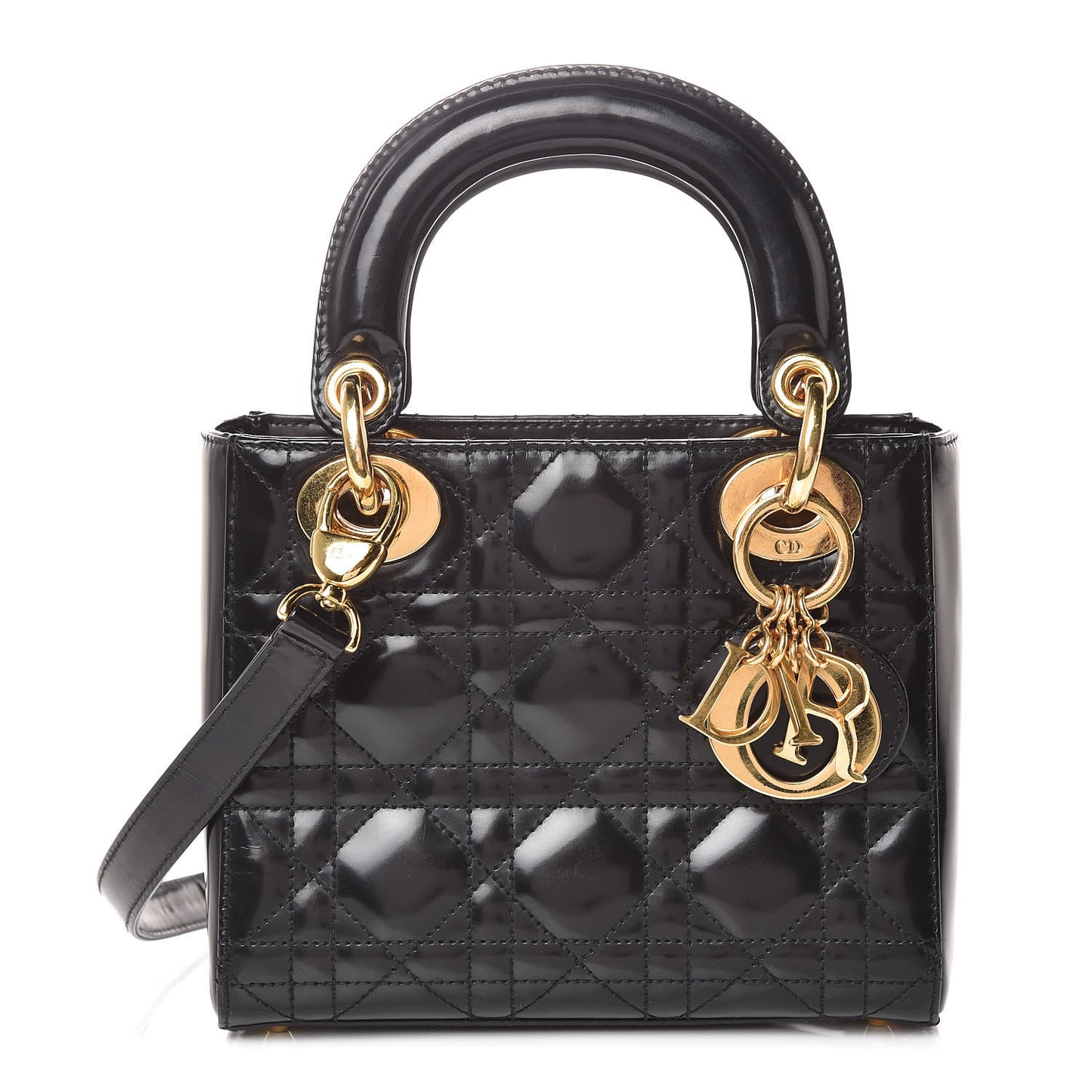 Patent Cannage Mini Lady Dior Black