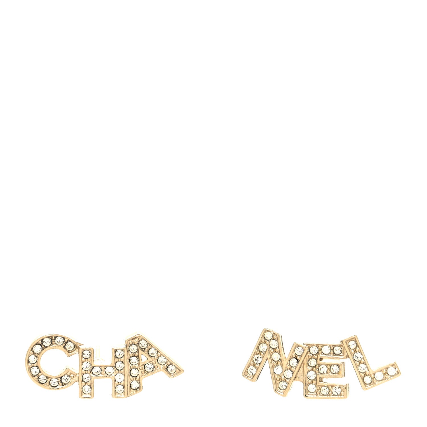 Chanel Crystal Pearl Signature Stud Earrings Gold 1 of 4