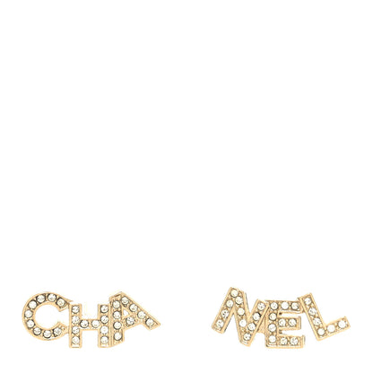 Chanel Crystal Pearl Signature Stud Earrings Gold 1 of 4