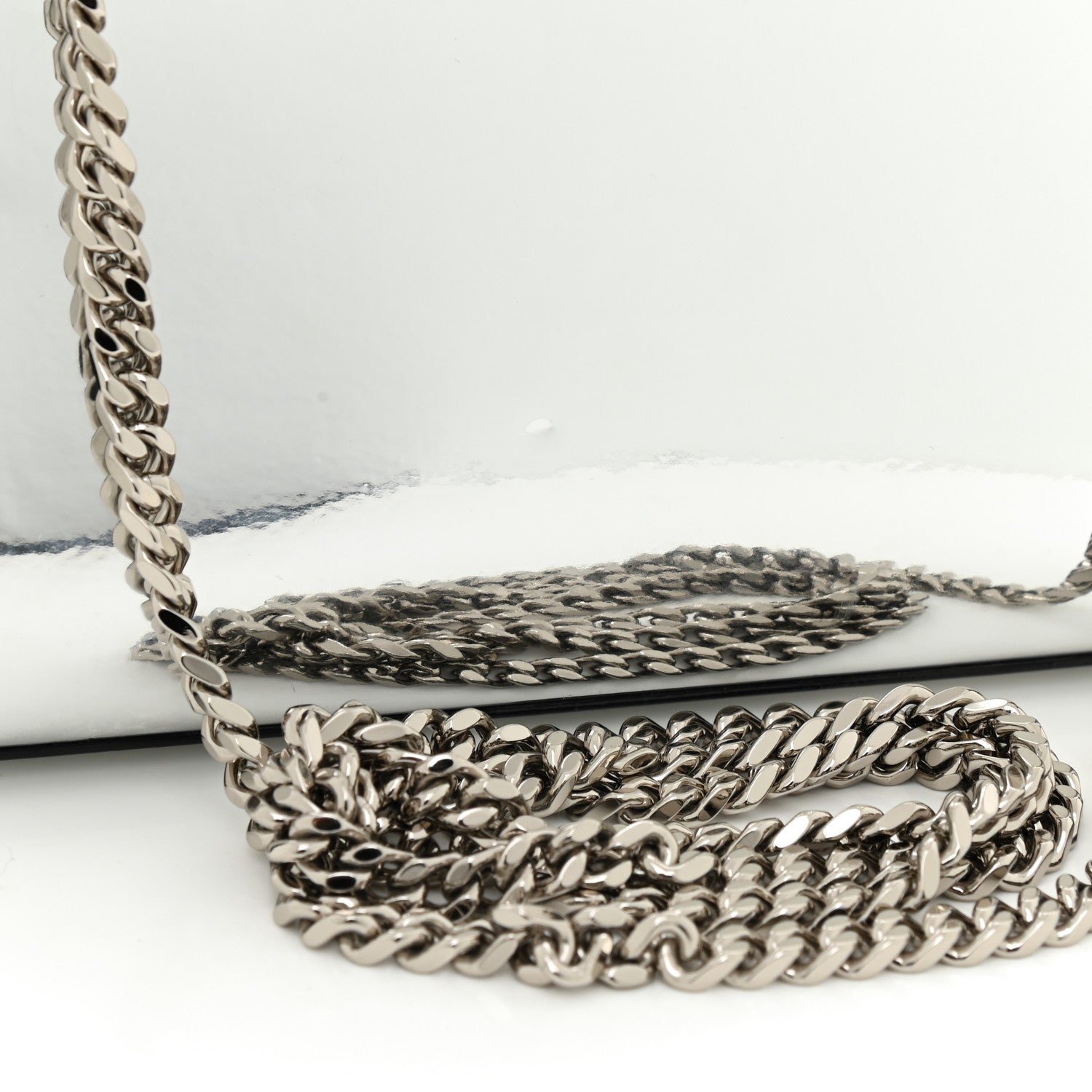 Saint Laurent Vinyl Mirror Small Classic Monogram Kate Satchel Argento 7 of 11