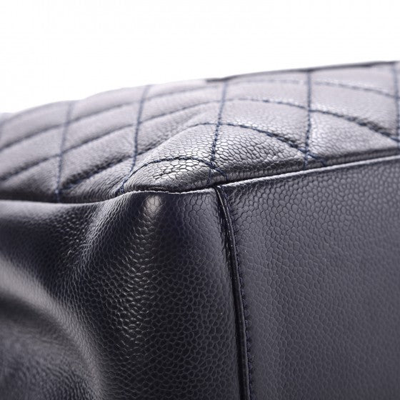 Chanel Caviar Quilted Grand Shopping Tote GST Dark Navy Blue 10 of 14