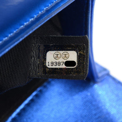 Chanel Metallic Patent Calfskin Quilted Small Boy Flap Blue 7 of 9