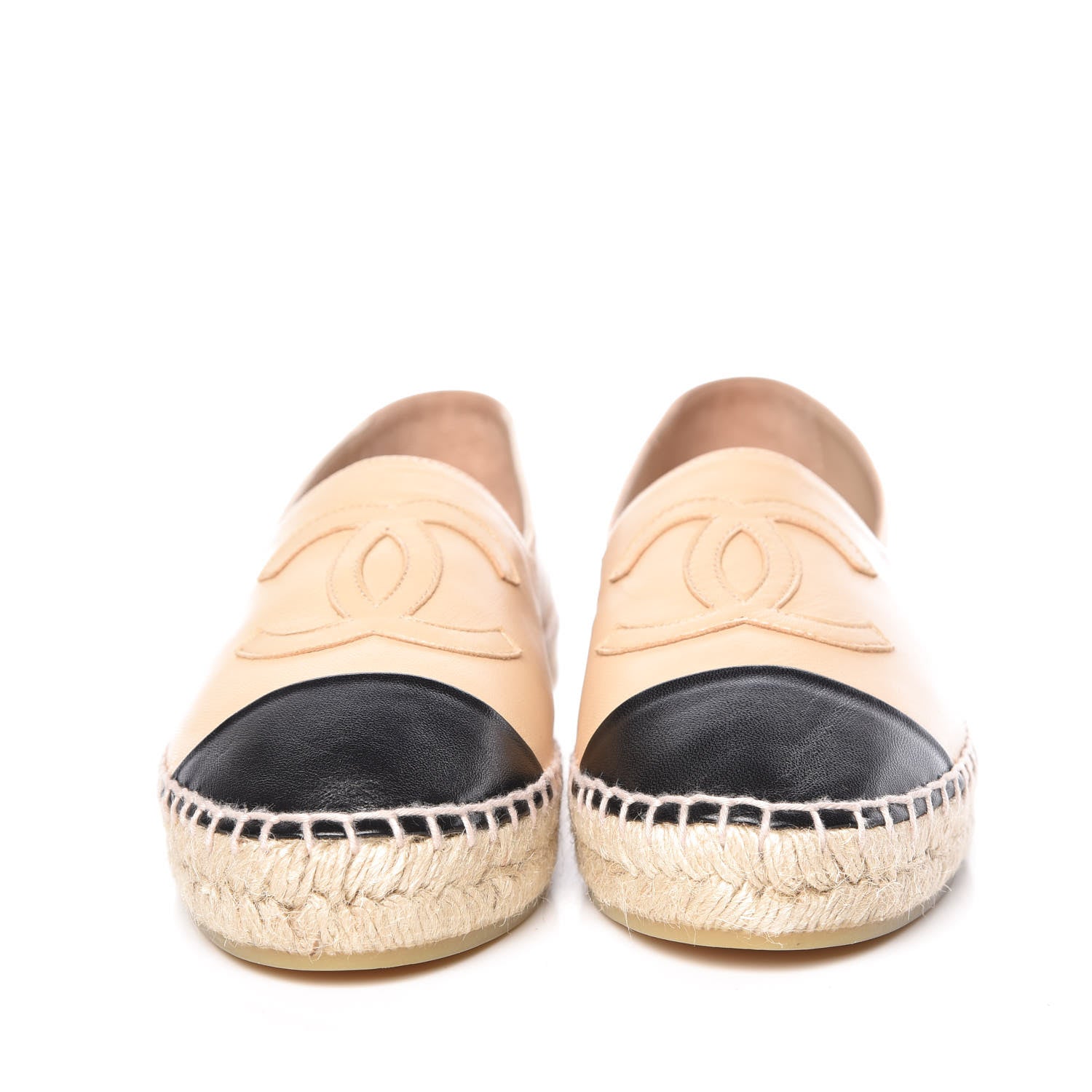 Chanel Lambskin CC Espadrilles 36 Beige Black 2 of 10