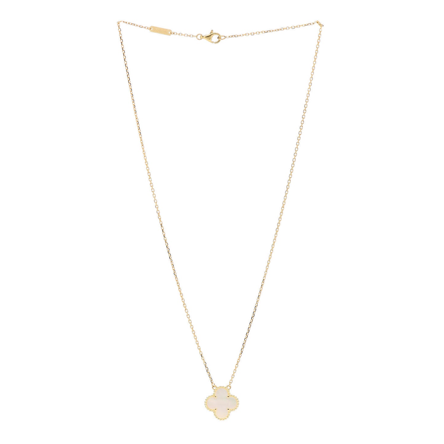 18K Yellow Gold Mother of Pearl Vintage Alhambra Pendant Necklace