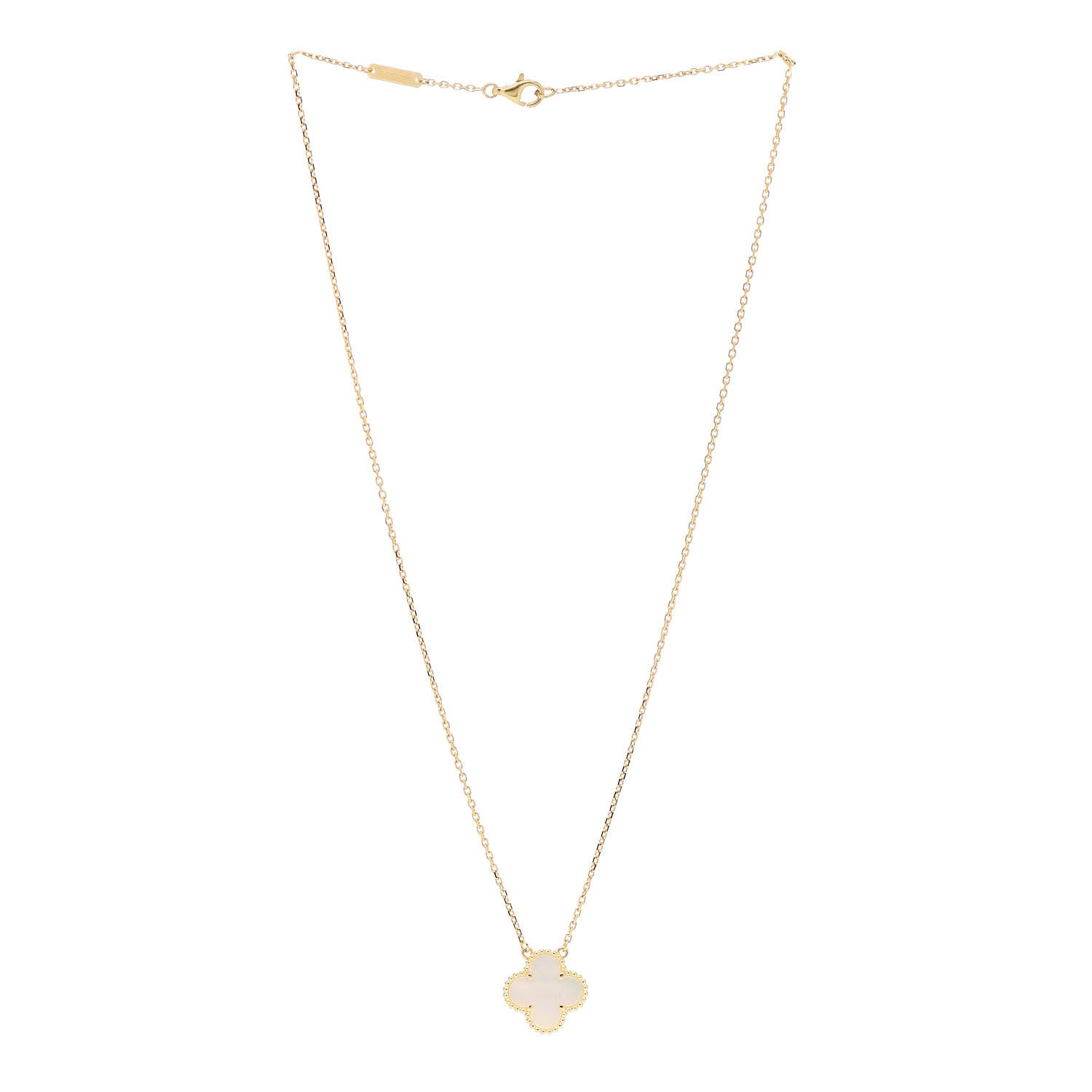 Van Cleef & Arpels 18K Yellow Gold Mother of Pearl Vintage Alhambra Pendant Necklace 3 of 5