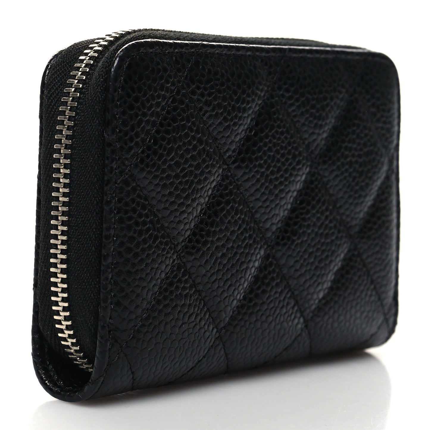 Caviar Quilted Zip Coin Purse Black