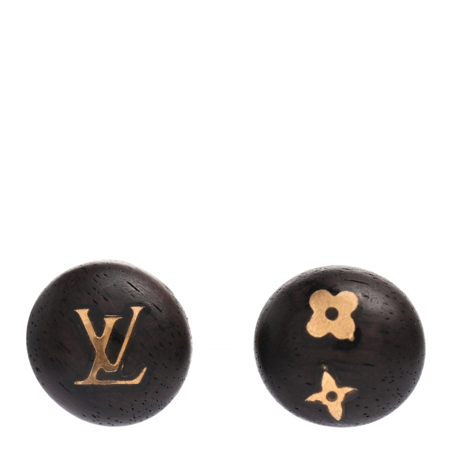 Louis Vuitton Tiger Wood Brass Silvania Stud Earrings 1 of 4