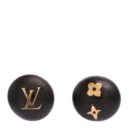 Louis Vuitton Tiger Wood Brass Silvania Stud Earrings 1 of 4