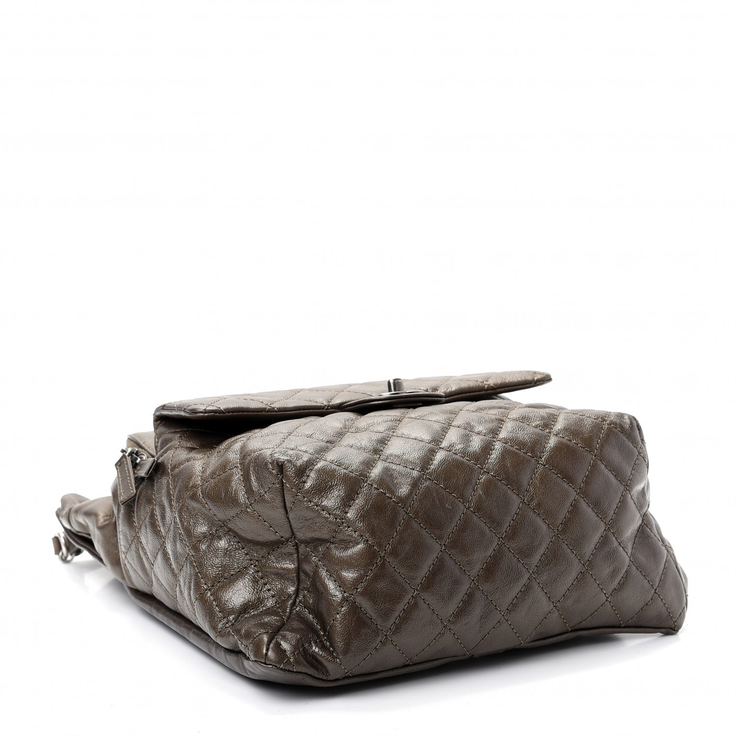 Chanel Metallic Lambskin Quilted Drawstring Backpack Brown 3 of 9