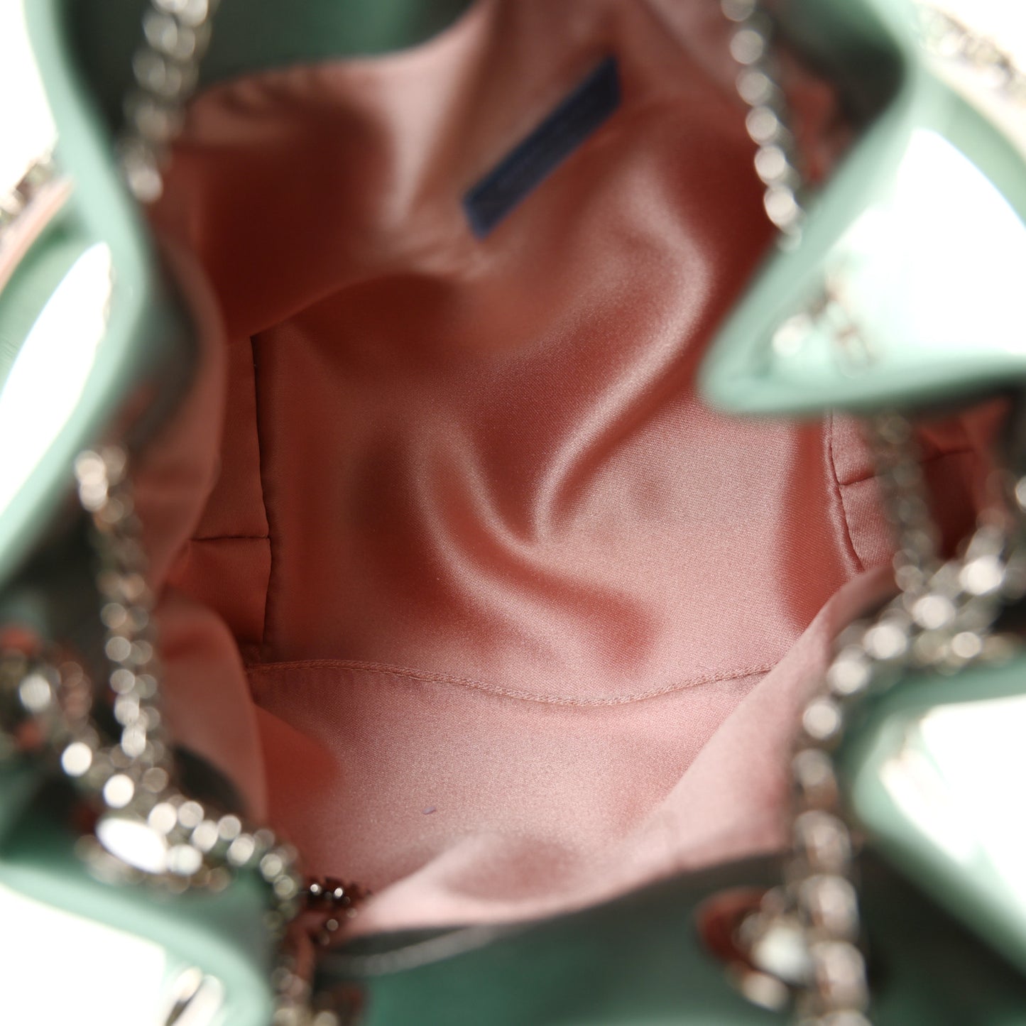 Satin  Crystal Embellished Bon Bon Bucket Bag Celeste