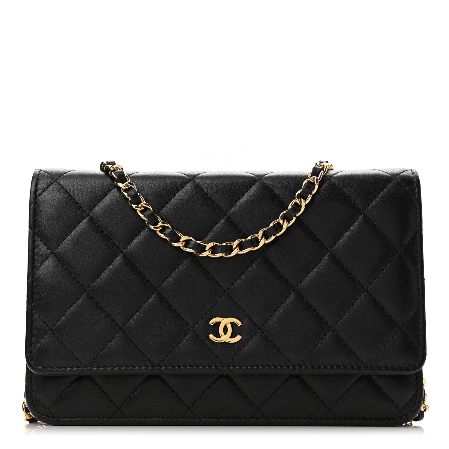 Chanel Lambskin Quilted Wallet On Chain WOC Black 1 of 12