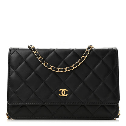 Chanel Lambskin Quilted Wallet On Chain WOC Black 1 of 12
