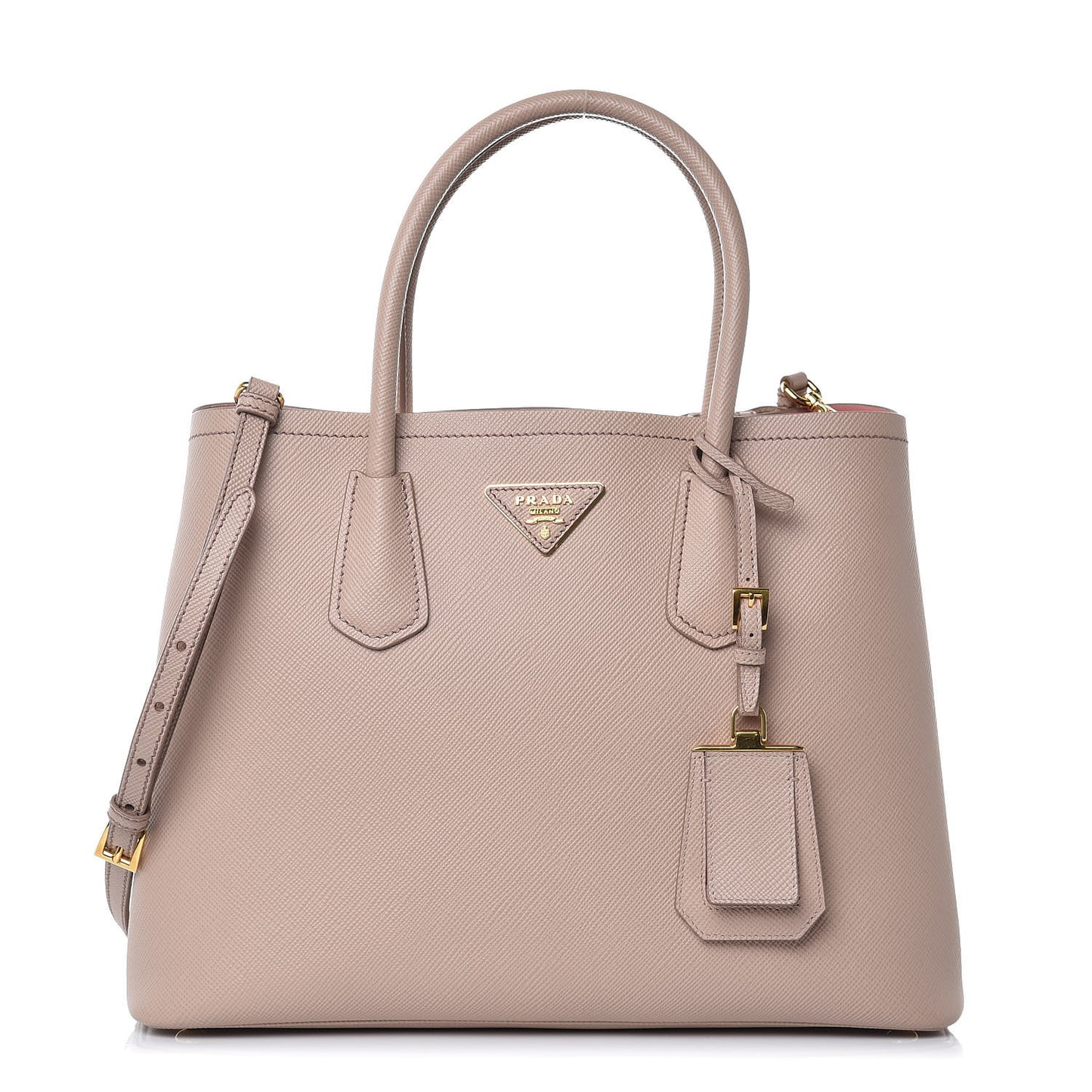 Saffiano Cuir Medium Double Bag Cammeo Rosa