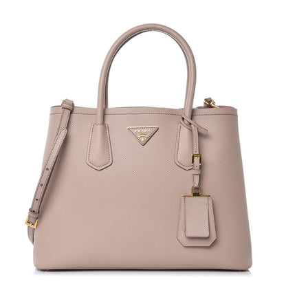 Prada Saffiano Cuir Medium Double Bag Cammeo Rosa 1 of 11