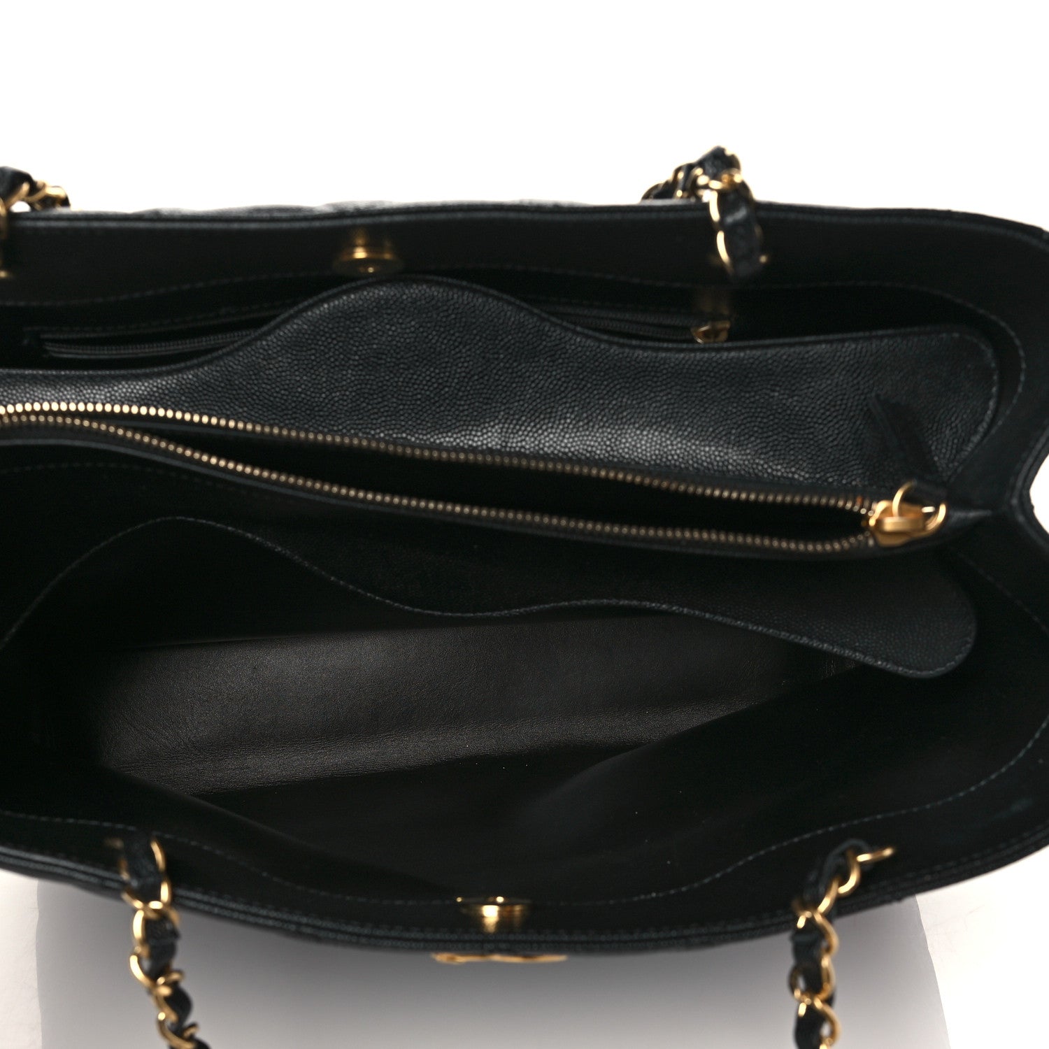 Chanel Caviar Quilted Chain Shopping Tote Black 5 of 9