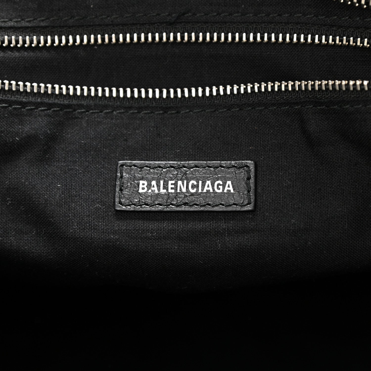 Balenciaga Agneau Classic Silver Hardware City Logo Strap Black White 7 of 9