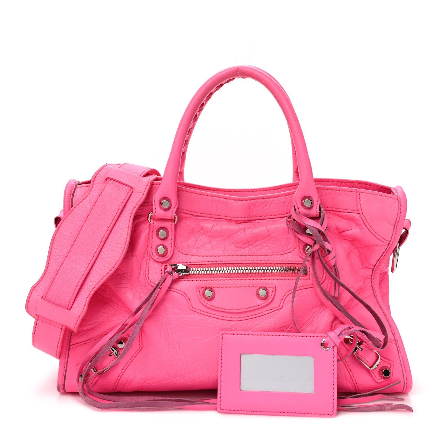 Agneau Classic Silver Hardware S City Rose Fluo