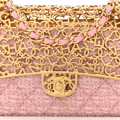 Chanel Metal Tweed Logo CC Minaudiere Mini Flap Bag Pink Gold 8 of 10