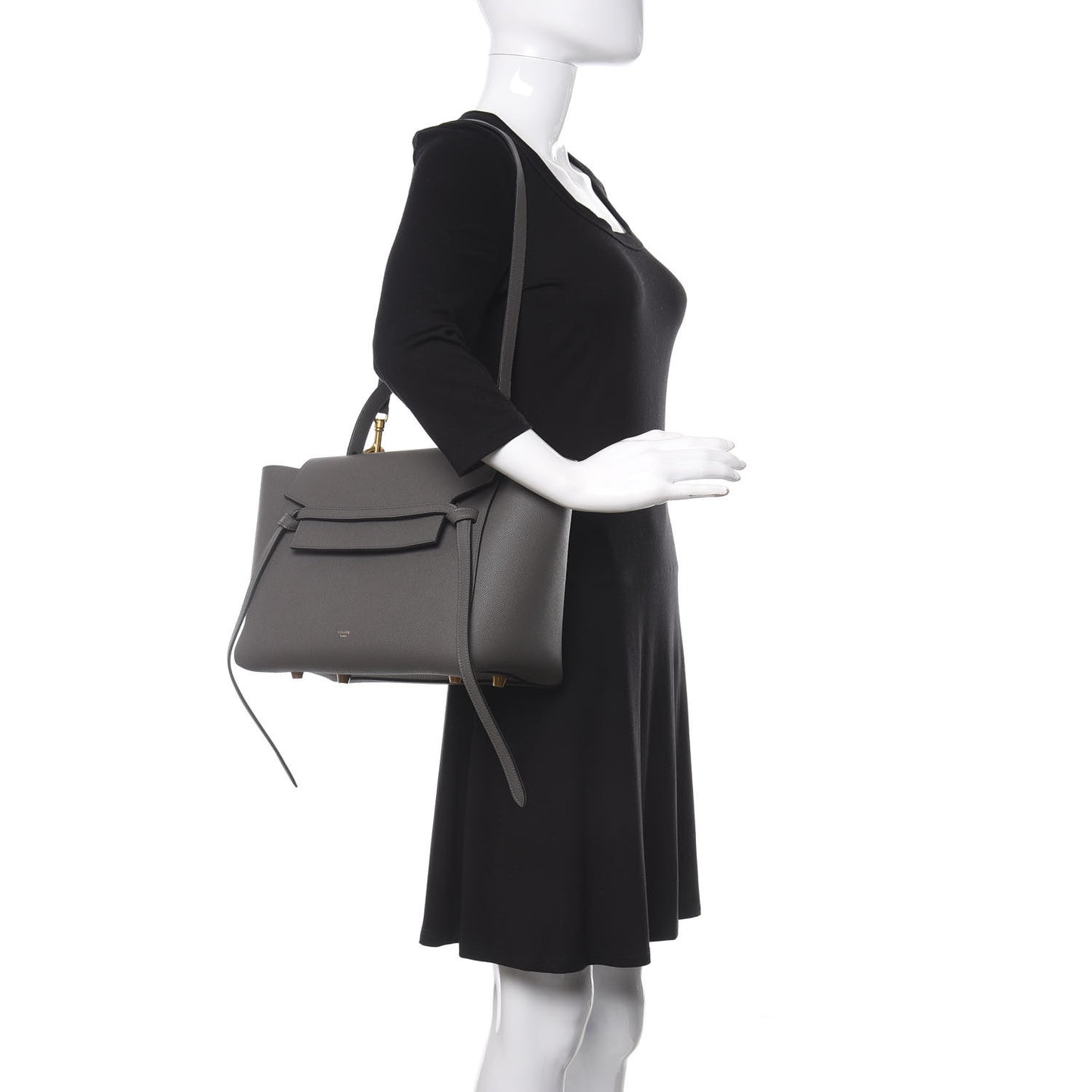 Grained Calfskin Mini Belt Bag Grey