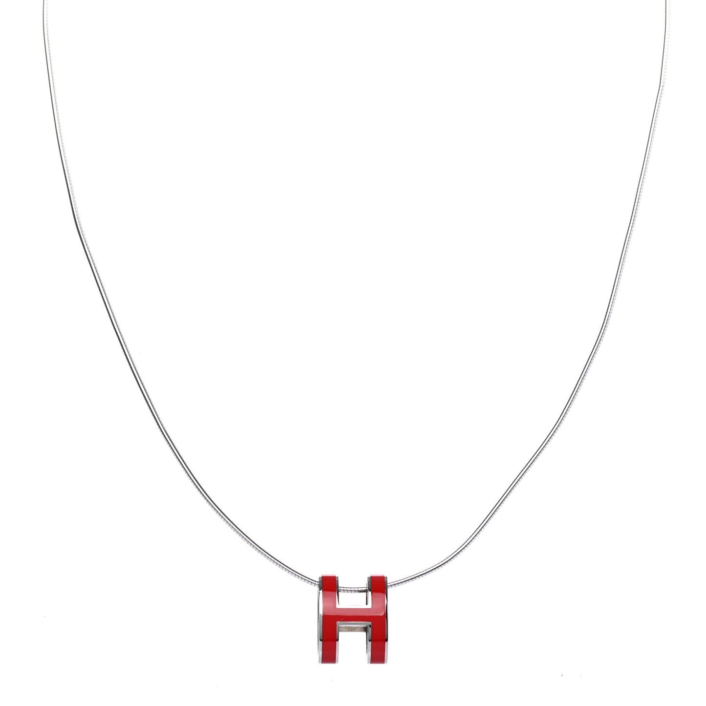 Lacquered Pop H Pendant Necklace Rouge Corail