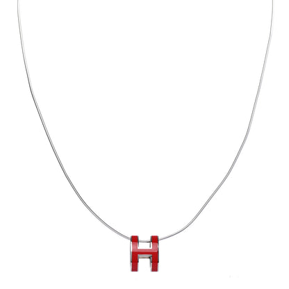 Hermes Lacquered Pop H Pendant Necklace Rouge Corail 1 of 6