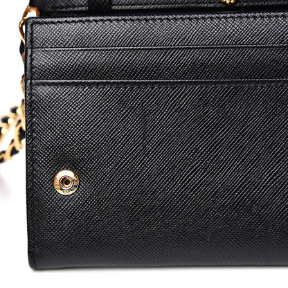 Prada Saffiano Metal Oro Chain Wallet Black 7 of 11