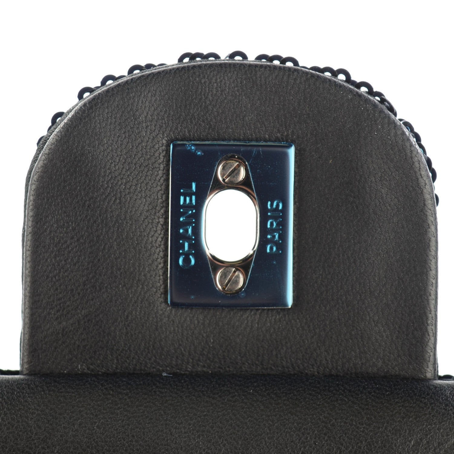 Chanel Sequin Embroidered Single Flap Black Silver 8 of 9