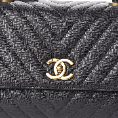 Chanel Caviar Chevron Quilted Small Coco Handle Flap Black 10 of 10