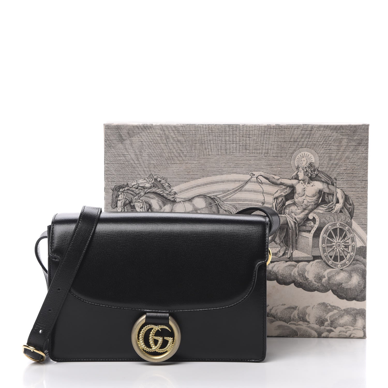 Gucci Textured Calfskin Small Torchon GG Ring Shoulder Bag Black 13 of 13