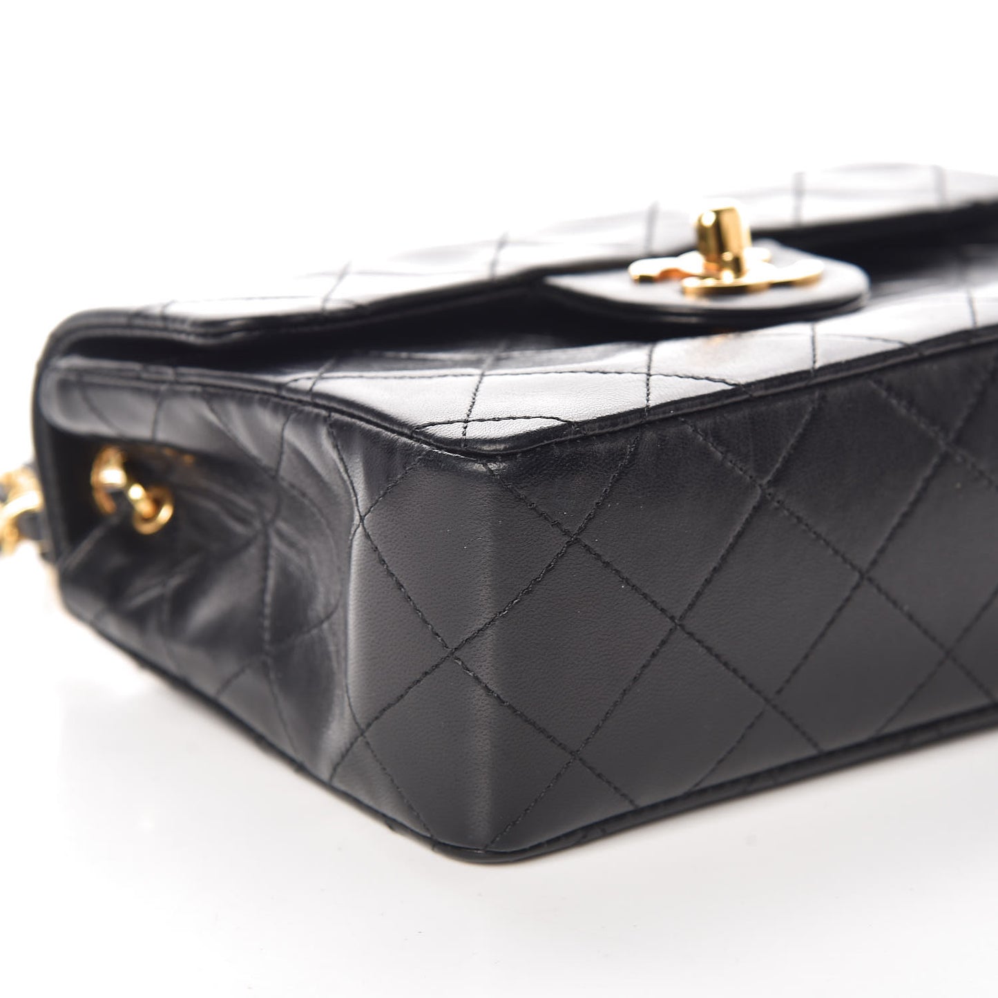 Lambskin Quilted Mini Square Flap Black