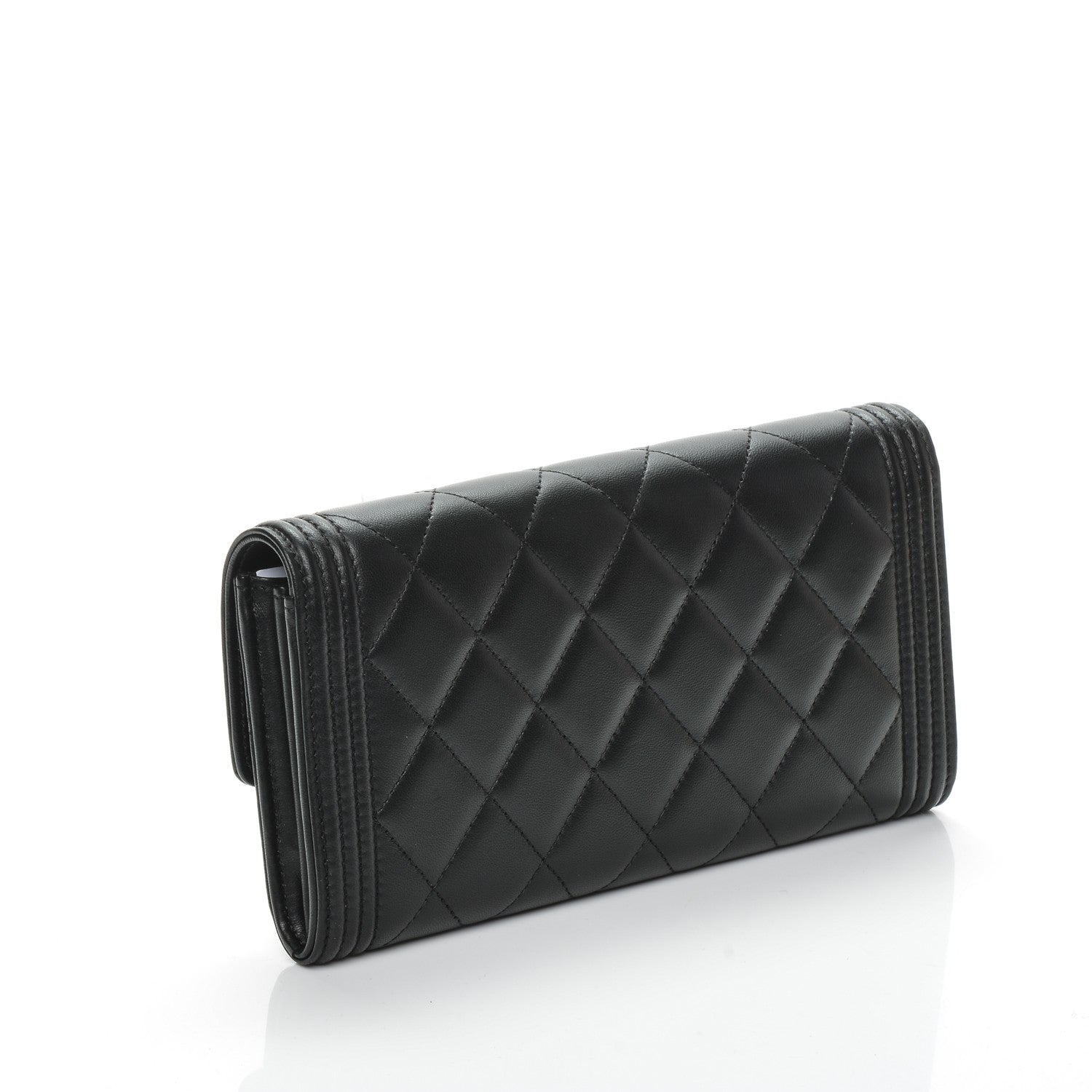 Chanel Lambskin Quilted Boy Flap Wallet Black 3 of 8
