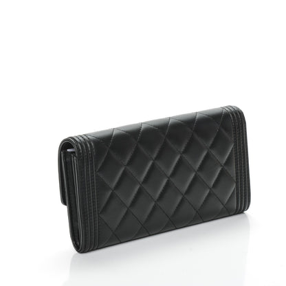 Chanel Lambskin Quilted Boy Flap Wallet Black 3 of 8