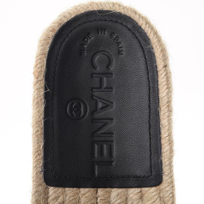 Chanel Calfskin Gripoix CC Espadrille Sandals 35.5 Black 9 of 12