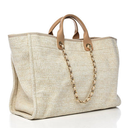 Chanel Woven Straw Raffia Large Deauville Tote Light Beige 3 of 10