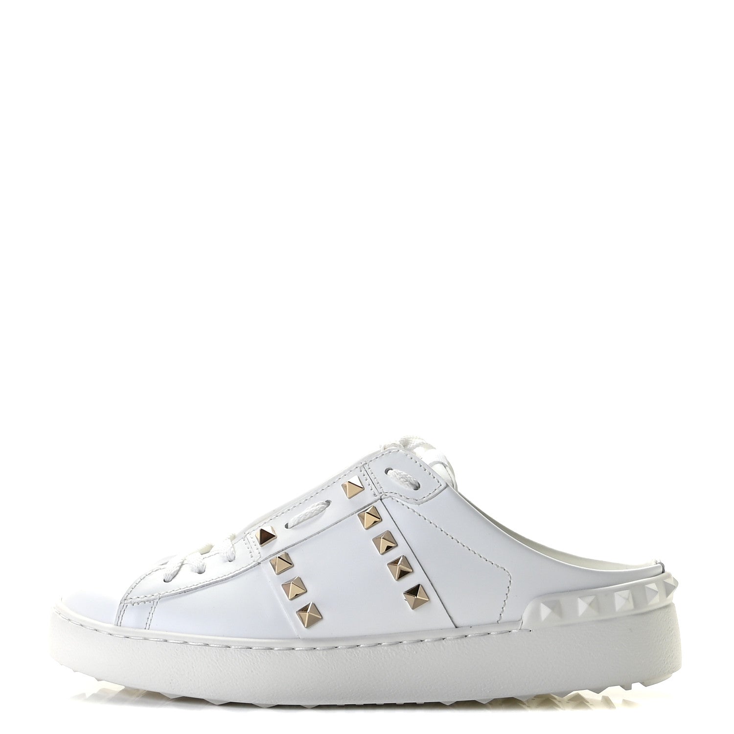Valentino Garavani Calfskin Untitled Rockstud Sneakers 38.5 White 1 of 15