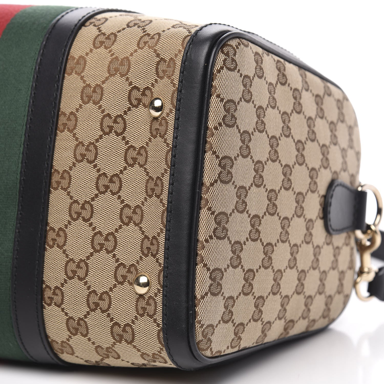 Gucci Monogram Vintage Web Medium Boston Black 9 of 10