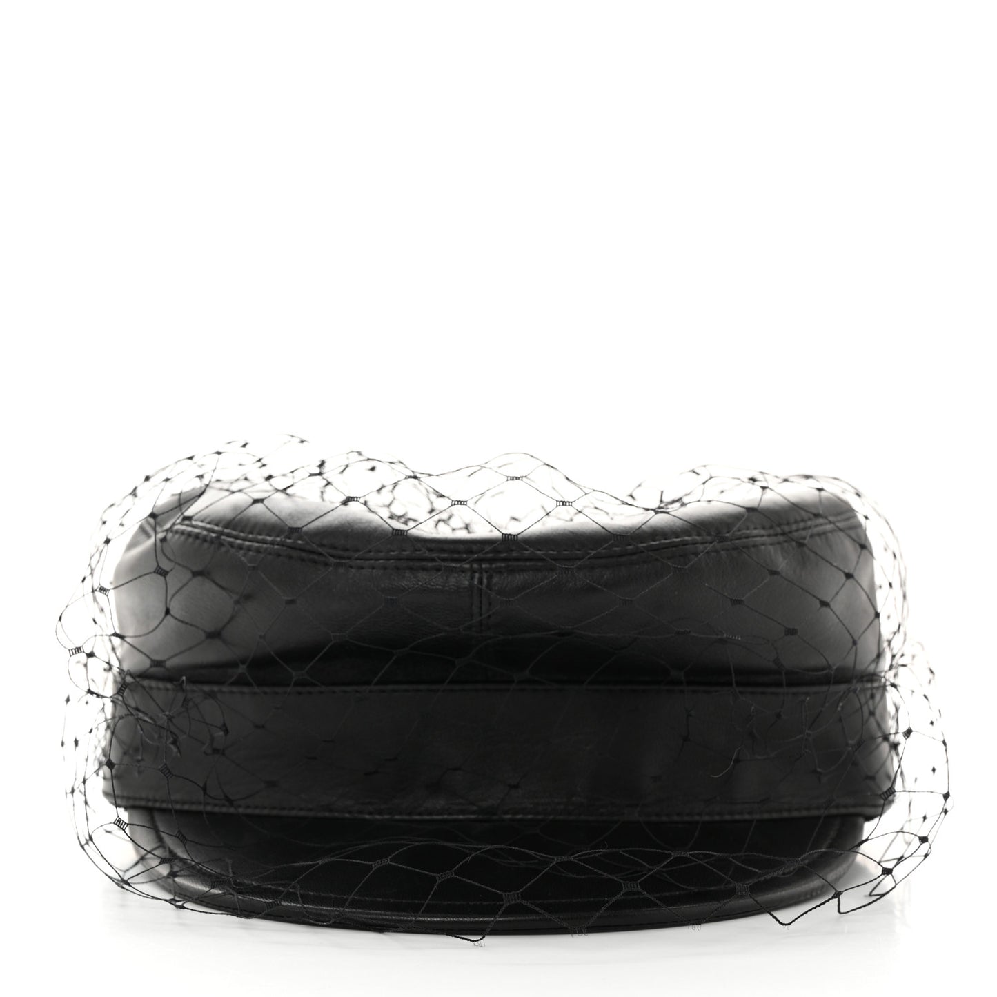 Lambskin Arty Beret Cap With Veil 57 Black