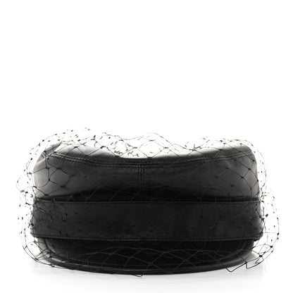 Christian Dior Lambskin Arty Beret Cap With Veil 57 Black 3 of 8