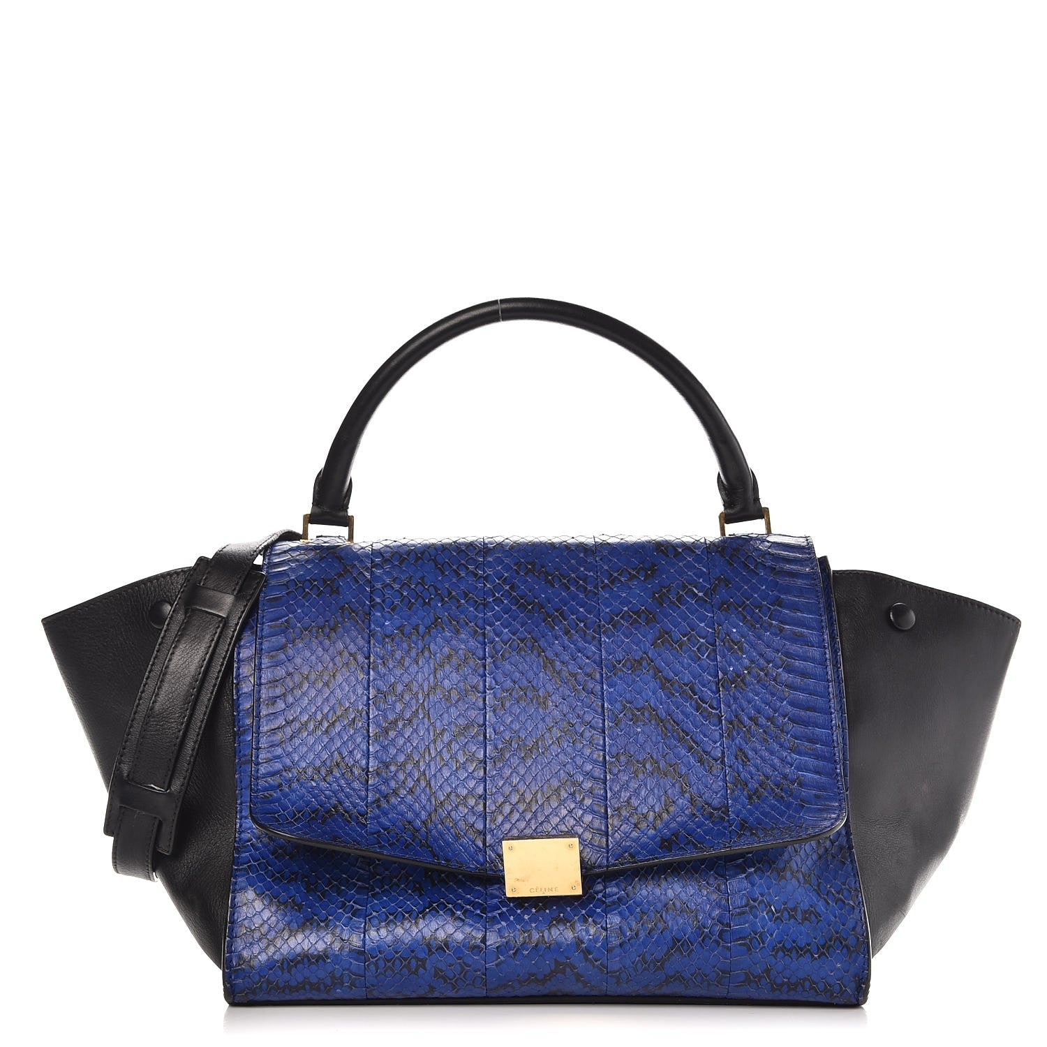 Celine Python Calfskin Medium Trapeze Blue Black 1 of 24