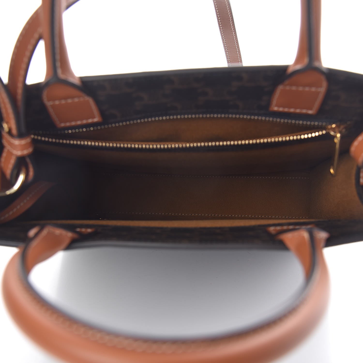 Celine Triomphe Canvas Calfskin Small Vertical Cabas Tan 5 of 8