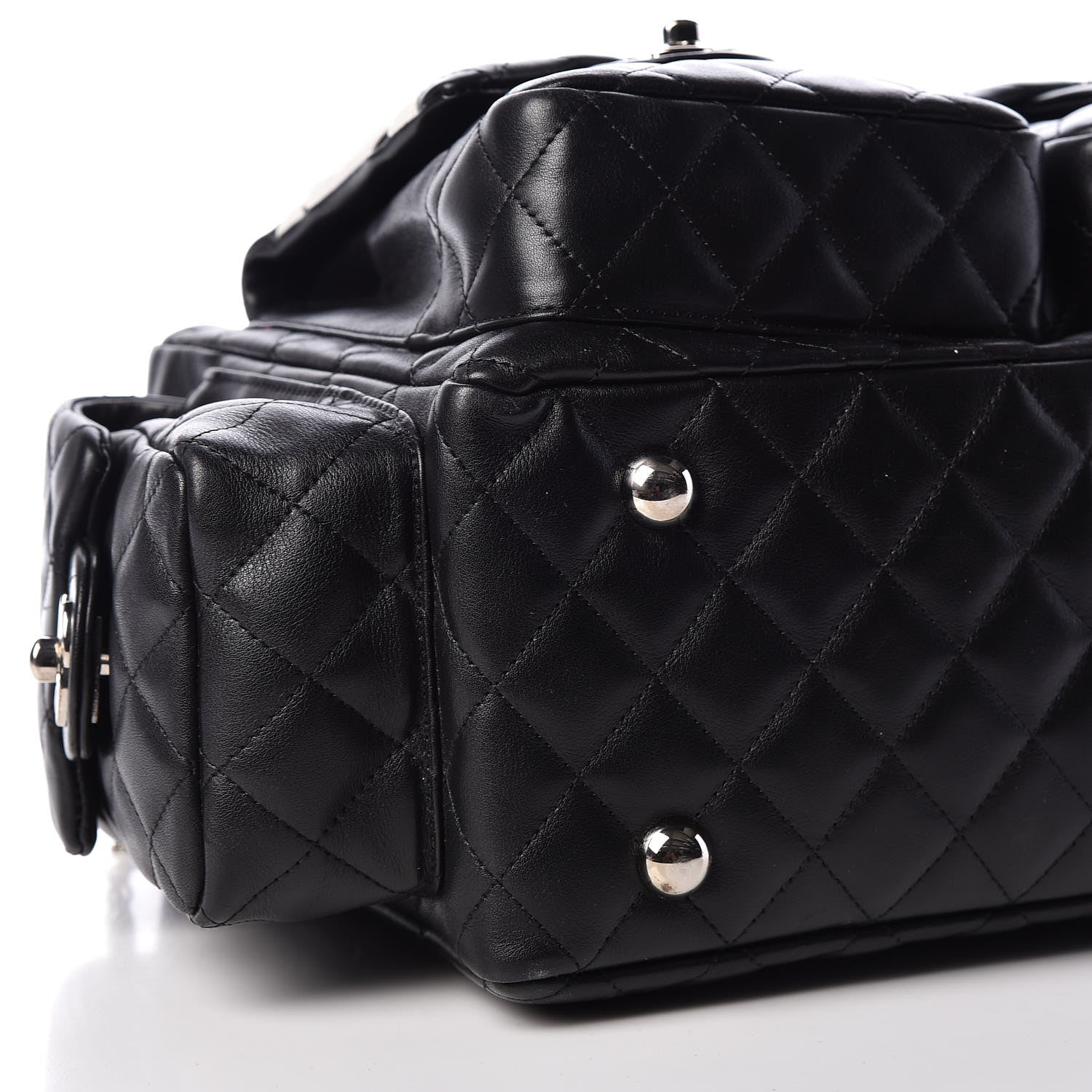 Chanel Calfskin Quilted Large Cambon Multipocket Reporter Black White 8 of 9