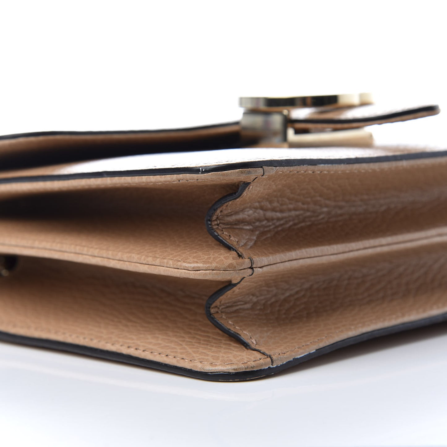 Dollar Calfskin Small Interlocking G Shoulder Bag Camelia