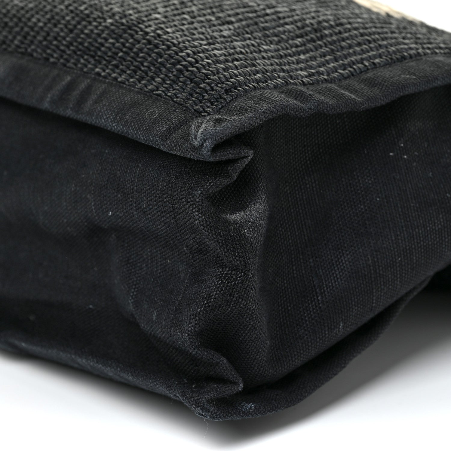 Saint Laurent Raffia Linen Calfskin Rive Gauche Tote Black 9 of 18