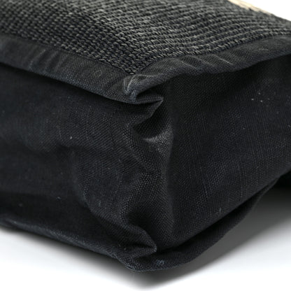 Saint Laurent Raffia Linen Calfskin Rive Gauche Tote Black 9 of 18